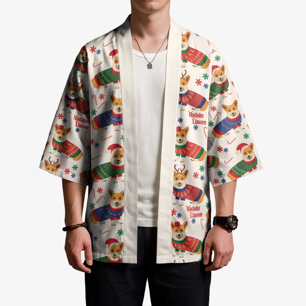 Wales Corgi Christmas Kimono Nadolig Llawen Welsh Dog Seamless Vibes - Wonder Print Shop