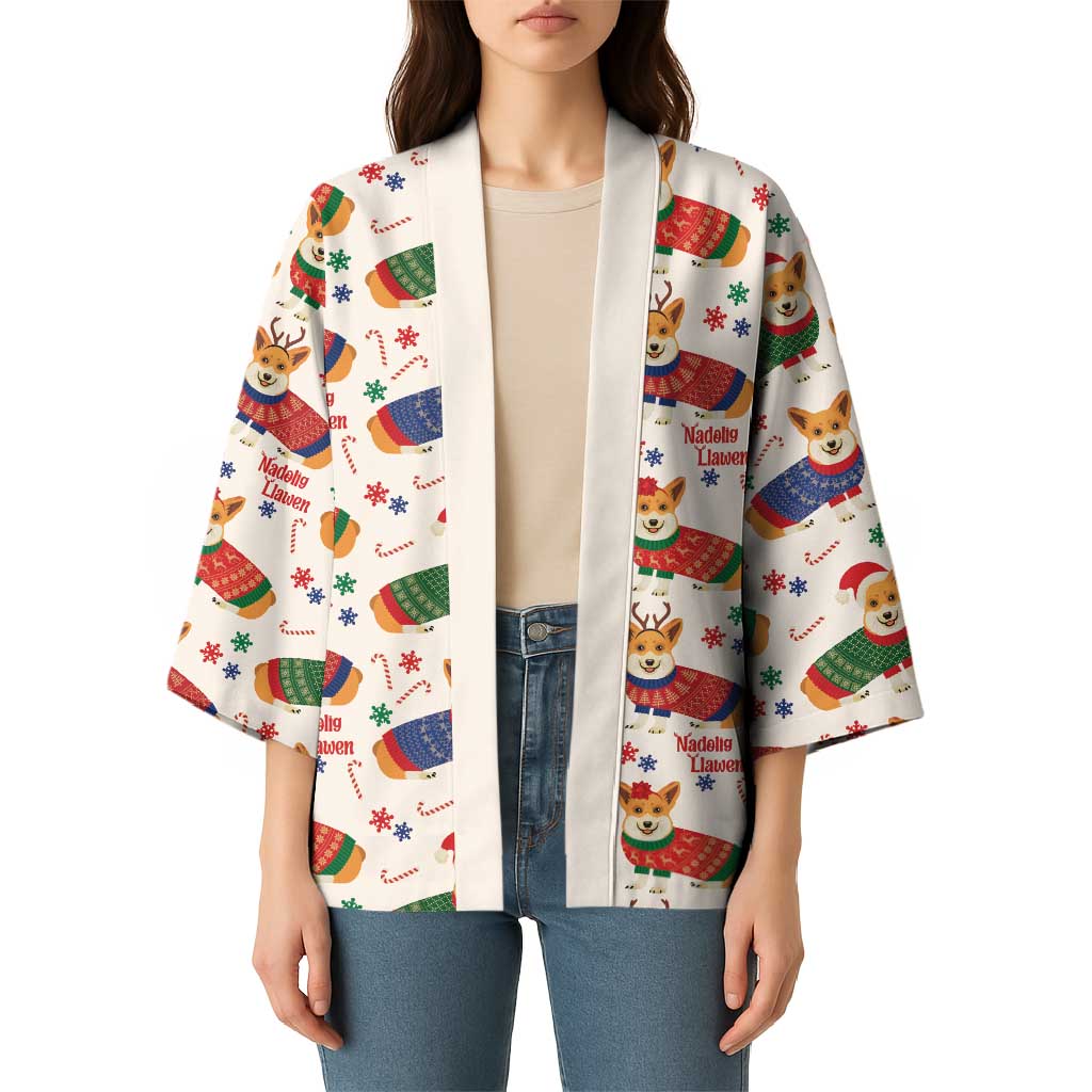 Wales Corgi Christmas Kimono Nadolig Llawen Welsh Dog Seamless Vibes - Wonder Print Shop