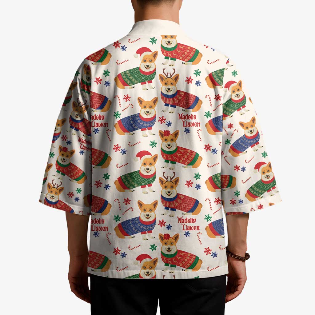 Wales Corgi Christmas Kimono Nadolig Llawen Welsh Dog Seamless Vibes - Wonder Print Shop