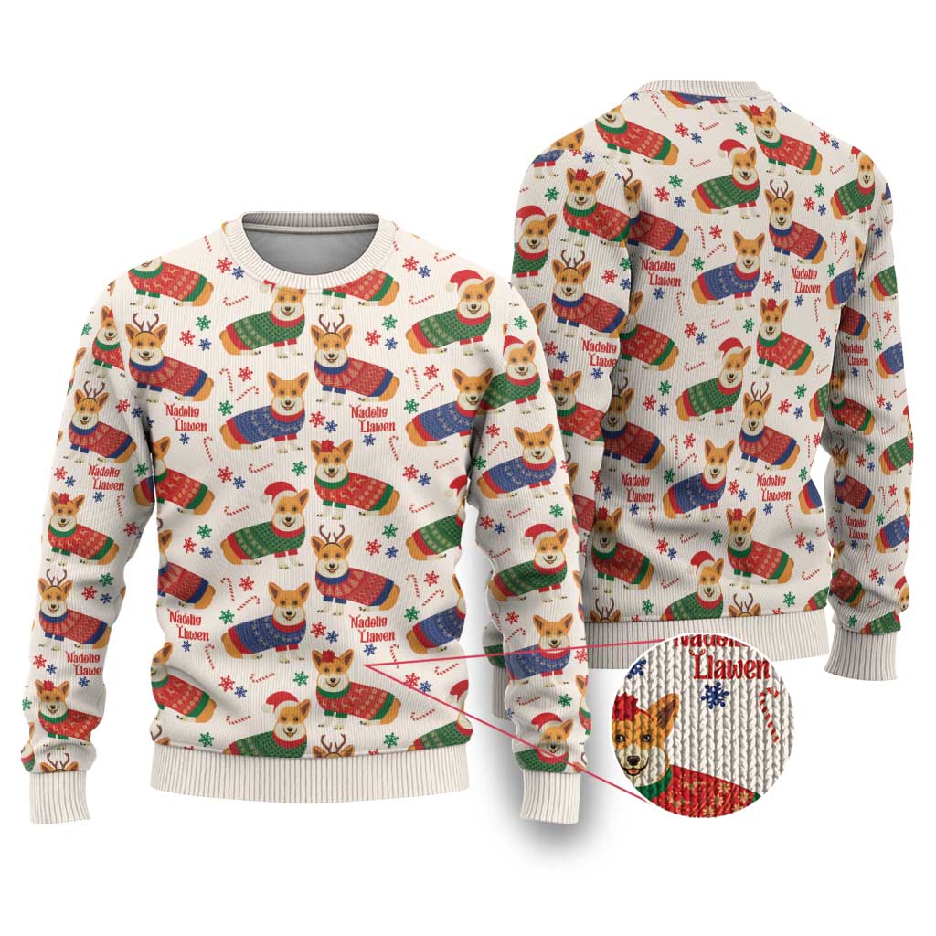 Wales Corgi Christmas Ugly Christmas Sweater Nadolig Llawen Welsh Dog Seamless Vibes - Wonder Print Shop