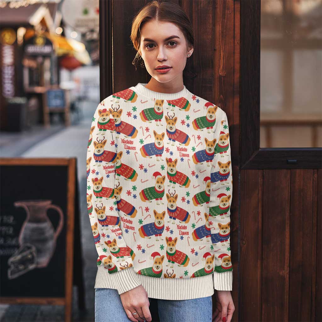 Wales Corgi Christmas Ugly Christmas Sweater Nadolig Llawen Welsh Dog Seamless Vibes - Wonder Print Shop