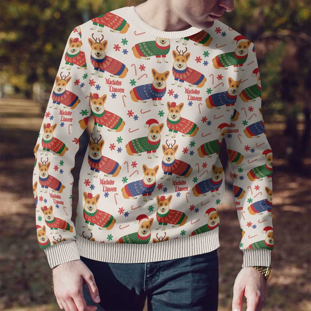 Wales Corgi Christmas Ugly Christmas Sweater Nadolig Llawen Welsh Dog Seamless Vibes - Wonder Print Shop