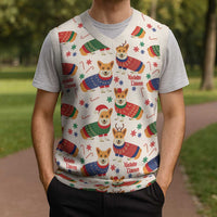 Wales Corgi Christmas Knitted V-Neck Vest Nadolig Llawen Welsh Dog Seamless Vibes - Wonder Print Shop