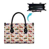 Wales Corgi Christmas Leather Bag Nadolig Llawen Welsh Dog Seamless Vibes - Wonder Print Shop
