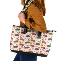 Wales Corgi Christmas Leather Tote Bag Nadolig Llawen Welsh Dog Seamless Vibes - Wonder Print Shop