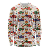 Wales Corgi Christmas Long Sleeve Shirt Nadolig Llawen Welsh Dog Seamless Vibes - Wonder Print Shop