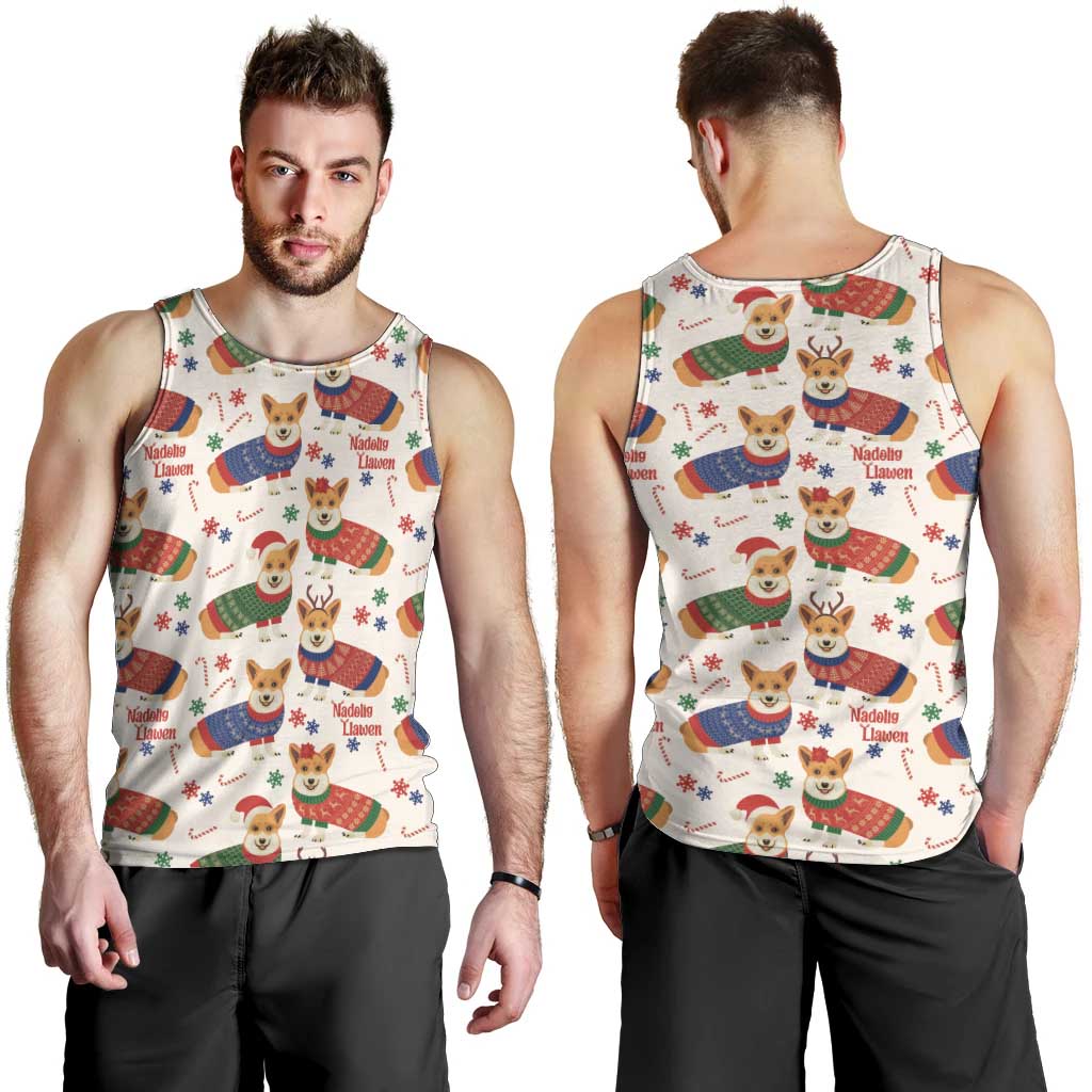 Wales Corgi Christmas Men Tank Top Nadolig Llawen Welsh Dog Seamless Vibes - Wonder Print Shop