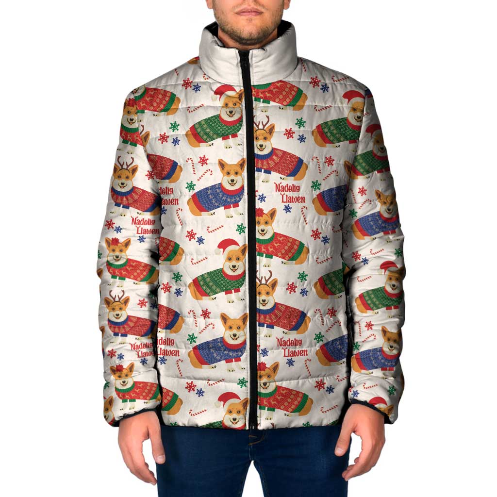 Wales Corgi Christmas Padded Jacket Nadolig Llawen Welsh Dog Seamless Vibes - Wonder Print Shop