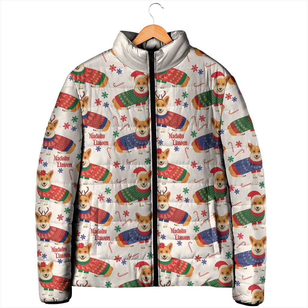 Wales Corgi Christmas Padded Jacket Nadolig Llawen Welsh Dog Seamless Vibes - Wonder Print Shop
