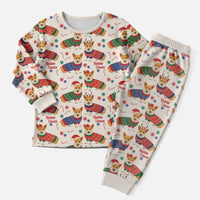 Wales Corgi Christmas Pajama Set Nadolig Llawen Welsh Dog Seamless Vibes - Wonder Print Shop