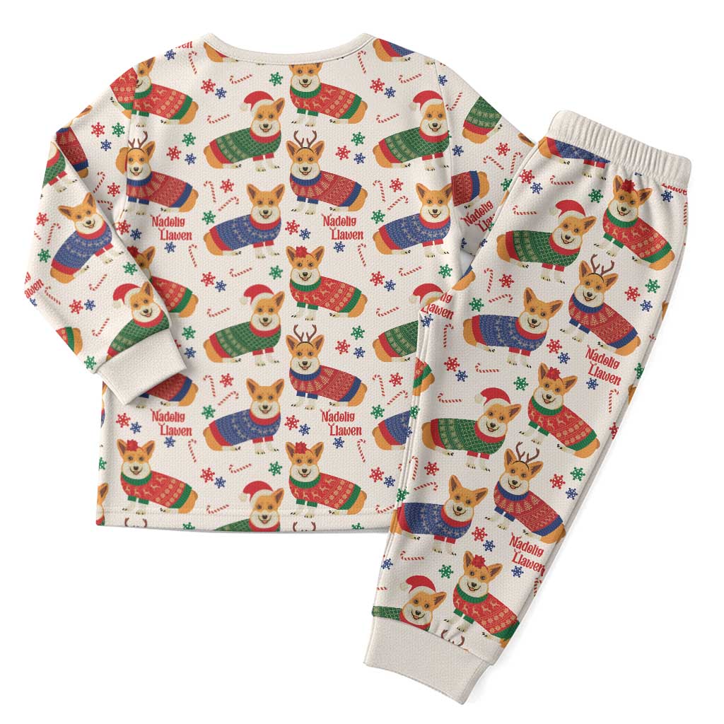 Wales Corgi Christmas Pajama Set Nadolig Llawen Welsh Dog Seamless Vibes - Wonder Print Shop