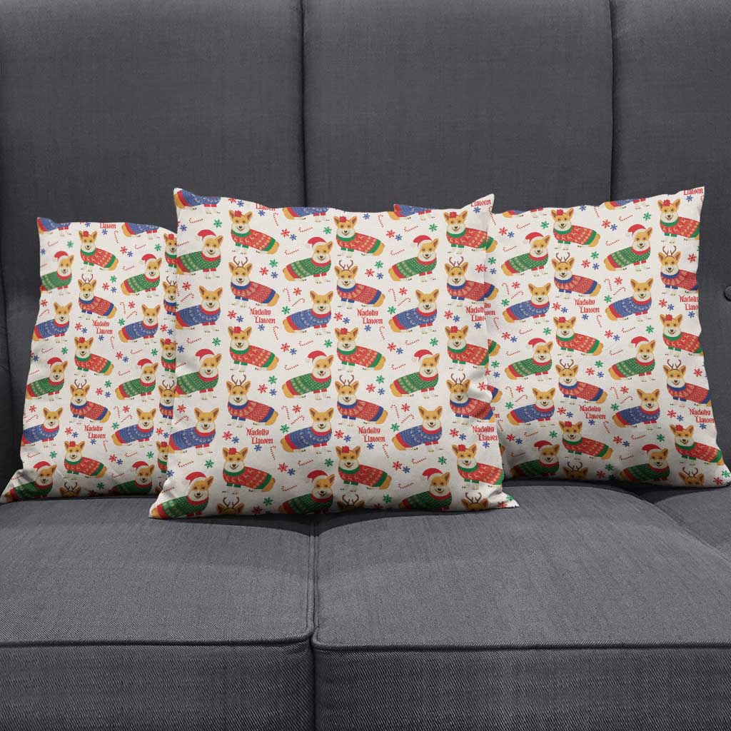 Wales Corgi Christmas Pillow Cover Nadolig Llawen Welsh Dog Seamless Vibes - Wonder Print Shop