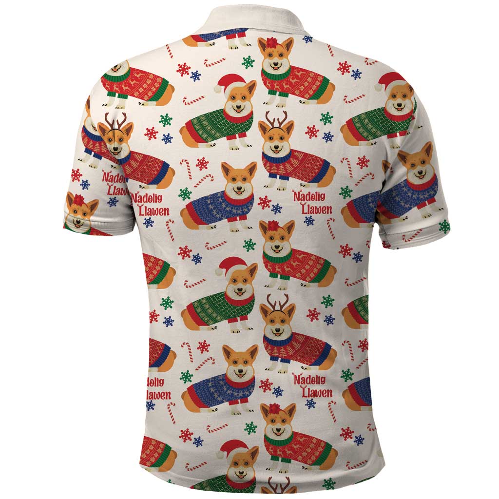 Wales Corgi Christmas Polo Shirt Nadolig Llawen Welsh Dog Seamless Vibes - Wonder Print Shop