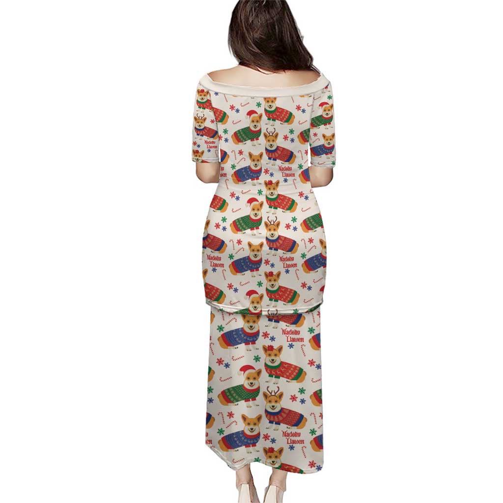 Wales Corgi Christmas Puletasi Nadolig Llawen Welsh Dog Seamless Vibes - Wonder Print Shop