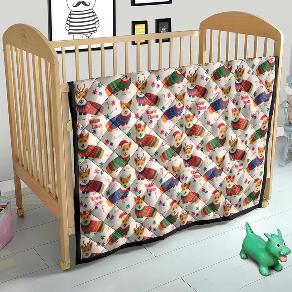 Wales Corgi Christmas Quilt Nadolig Llawen Welsh Dog Seamless Vibes - Wonder Print Shop
