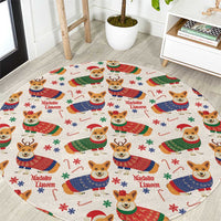 Wales Corgi Christmas Round Carpet Nadolig Llawen Welsh Dog Seamless Vibes - Wonder Print Shop