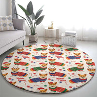 Wales Corgi Christmas Round Carpet Nadolig Llawen Welsh Dog Seamless Vibes - Wonder Print Shop