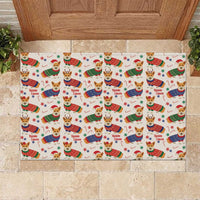 Wales Corgi Christmas Rubber Doormat Nadolig Llawen Welsh Dog Seamless Vibes - Wonder Print Shop