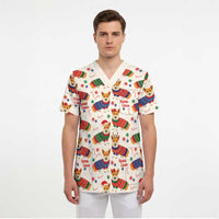 Wales Corgi Christmas Scrub Top Nadolig Llawen Welsh Dog Seamless Vibes - Wonder Print Shop
