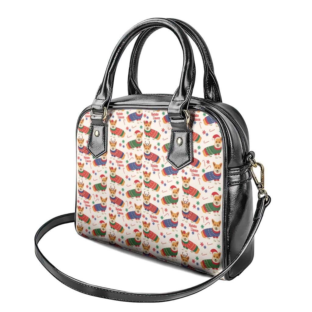 Wales Corgi Christmas Shoulder Handbag Nadolig Llawen Welsh Dog Seamless Vibes - Wonder Print Shop