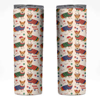 Wales Corgi Christmas Skinny Tumbler Nadolig Llawen Welsh Dog Seamless Vibes - Wonder Print Shop