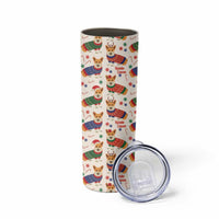 Wales Corgi Christmas Skinny Tumbler Nadolig Llawen Welsh Dog Seamless Vibes - Wonder Print Shop