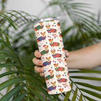 Wales Corgi Christmas Skinny Tumbler Nadolig Llawen Welsh Dog Seamless Vibes - Wonder Print Shop