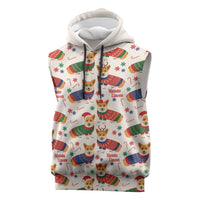 Wales Corgi Christmas Sleeveless Hoodie Nadolig Llawen Welsh Dog Seamless Vibes - Wonder Print Shop