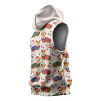 Wales Corgi Christmas Sleeveless Hoodie Nadolig Llawen Welsh Dog Seamless Vibes - Wonder Print Shop
