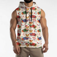 Wales Corgi Christmas Sleeveless Hoodie Nadolig Llawen Welsh Dog Seamless Vibes - Wonder Print Shop