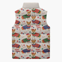 Wales Corgi Christmas Sleeveless Puffer Jacket Nadolig Llawen Welsh Dog Seamless Vibes - Wonder Print Shop