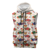 Wales Corgi Christmas Sleeveless Zip Hoodie Nadolig Llawen Welsh Dog Seamless Vibes - Wonder Print Shop