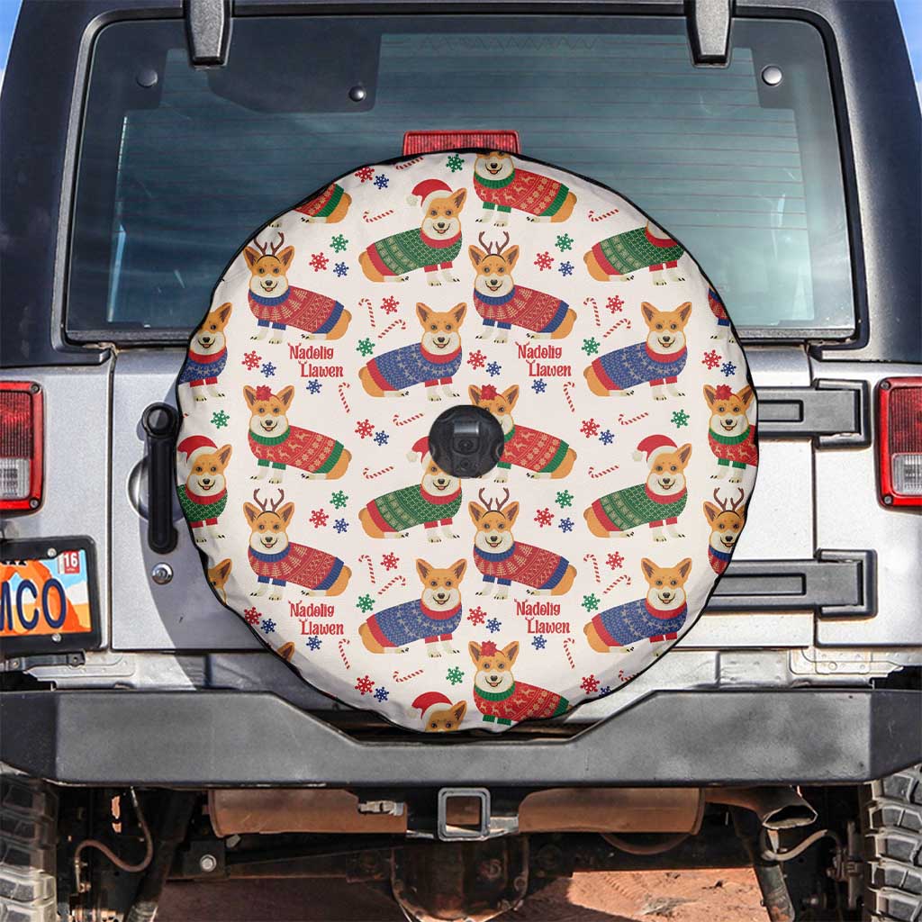 Wales Corgi Christmas Spare Tire Cover Nadolig Llawen Welsh Dog Seamless Vibes - Wonder Print Shop