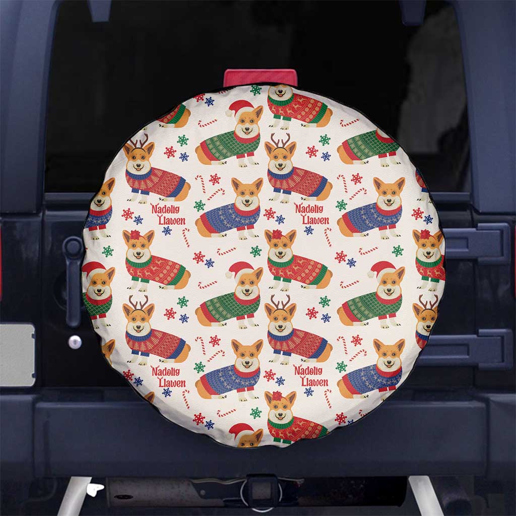 Wales Corgi Christmas Spare Tire Cover Nadolig Llawen Welsh Dog Seamless Vibes - Wonder Print Shop