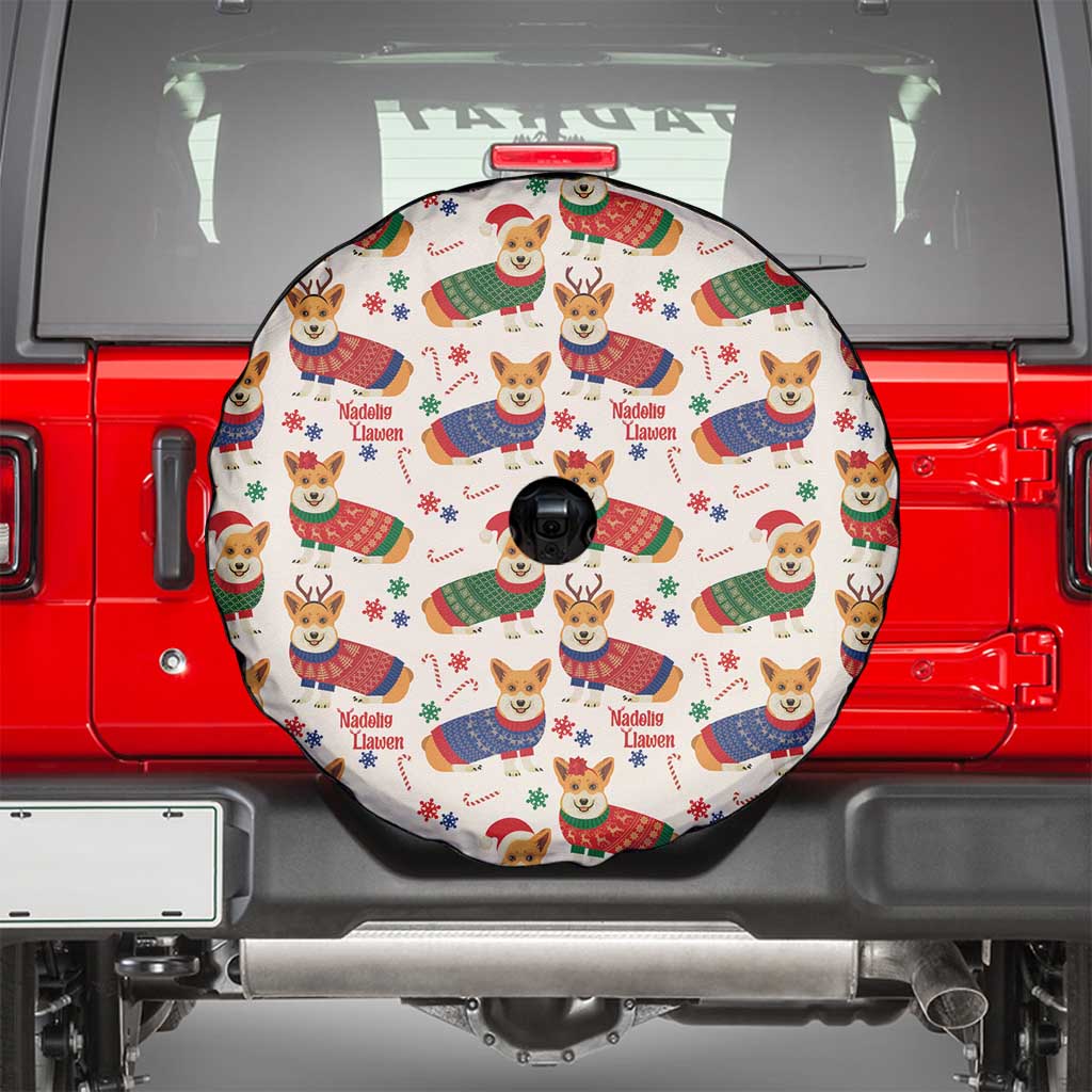 Wales Corgi Christmas Spare Tire Cover Nadolig Llawen Welsh Dog Seamless Vibes - Wonder Print Shop