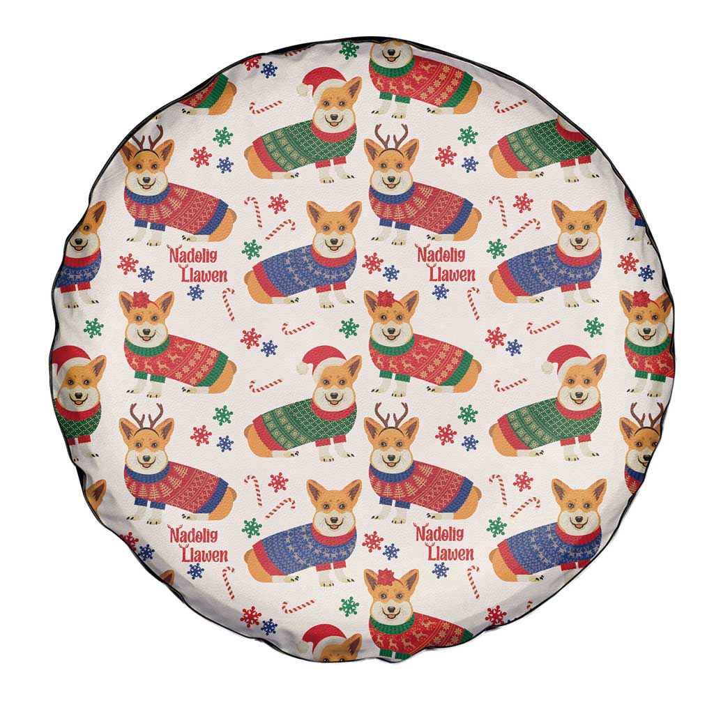 Wales Corgi Christmas Spare Tire Cover Nadolig Llawen Welsh Dog Seamless Vibes - Wonder Print Shop