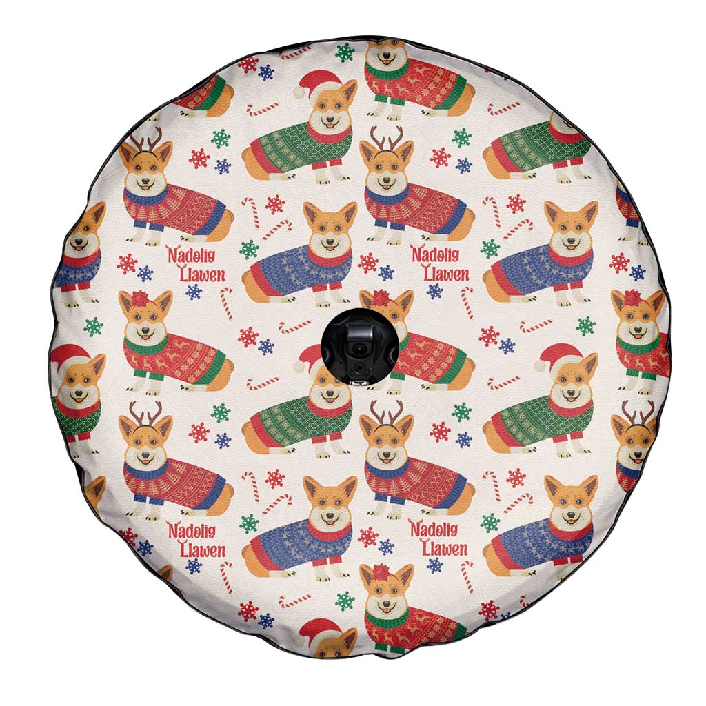 Wales Corgi Christmas Spare Tire Cover Nadolig Llawen Welsh Dog Seamless Vibes - Wonder Print Shop