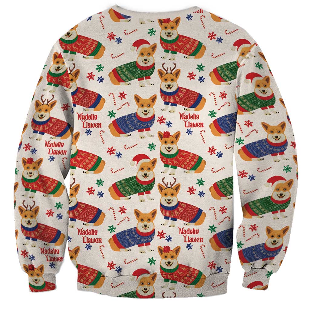 Wales Corgi Christmas Sweatshirt Nadolig Llawen Welsh Dog Seamless Vibes - Wonder Print Shop