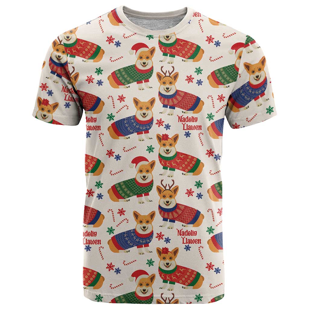 Wales Corgi Christmas T Shirt Nadolig Llawen Welsh Dog Seamless Vibes - Wonder Print Shop
