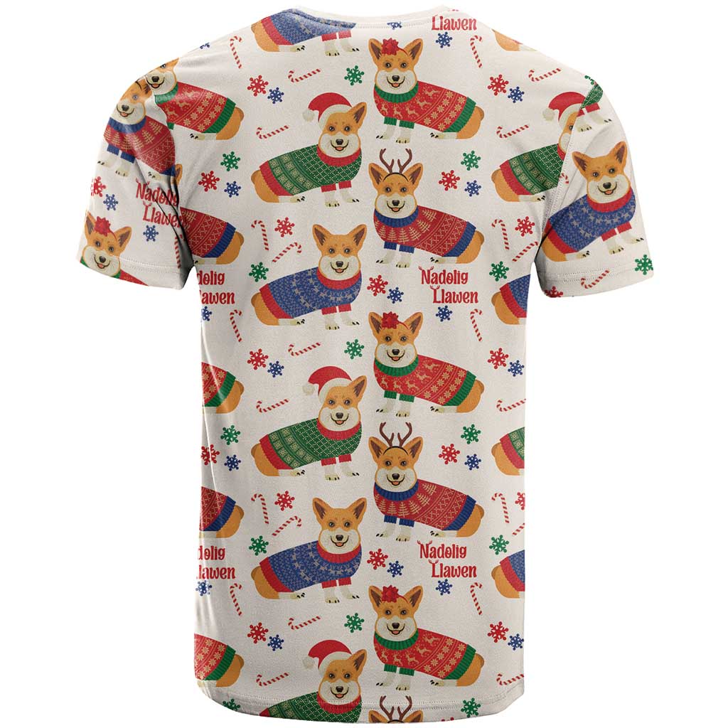 Wales Corgi Christmas T Shirt Nadolig Llawen Welsh Dog Seamless Vibes - Wonder Print Shop