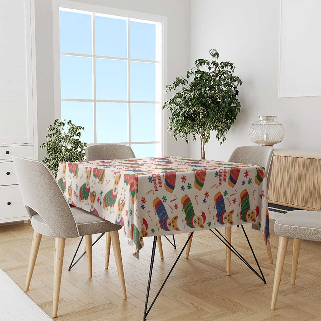 Wales Corgi Christmas Tablecloth Nadolig Llawen Welsh Dog Seamless Vibes - Wonder Print Shop