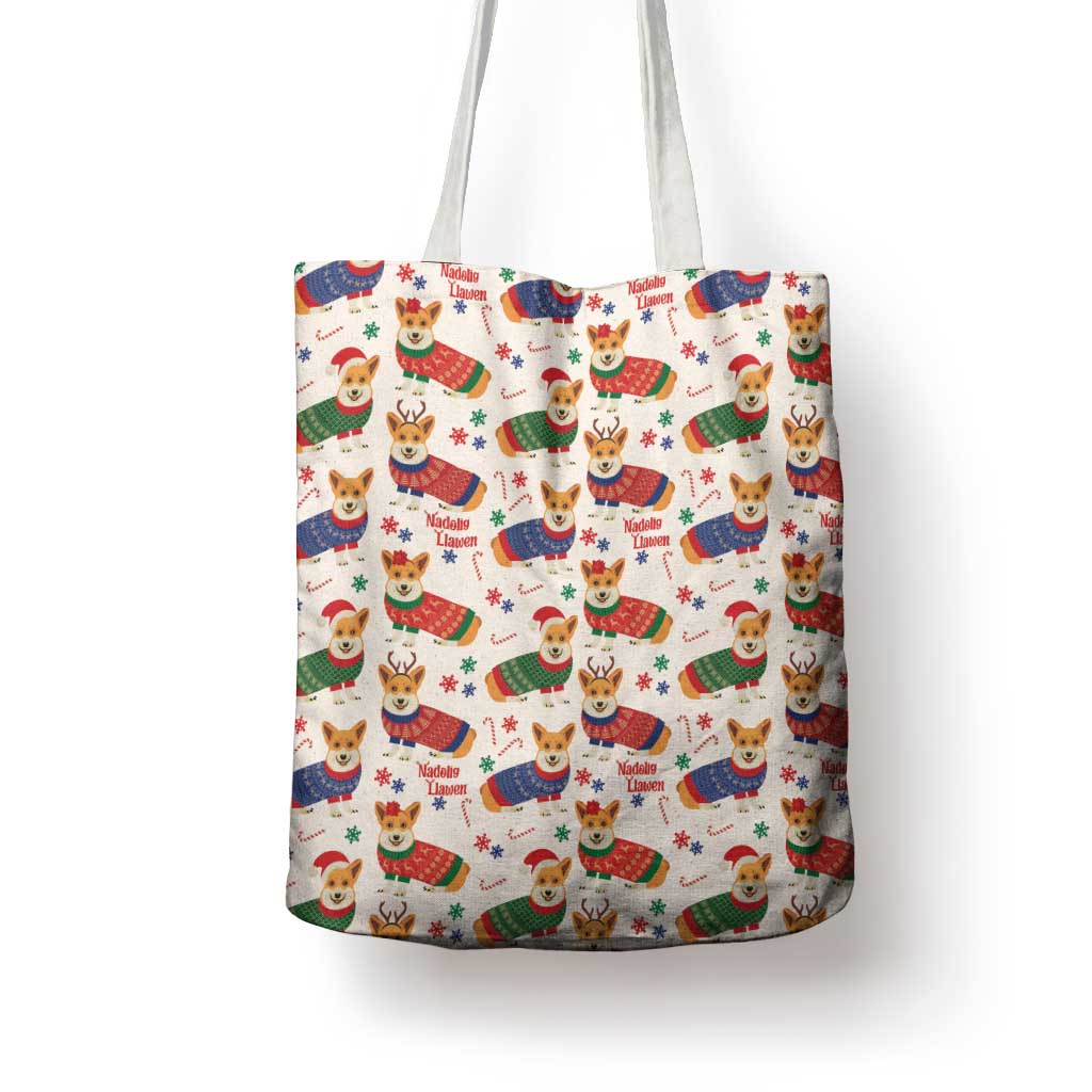 Wales Corgi Christmas Tote Bag Nadolig Llawen Welsh Dog Seamless Vibes - Wonder Print Shop