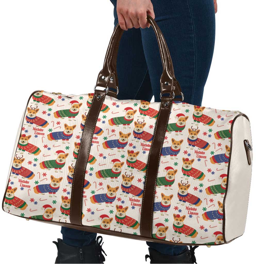 Wales Corgi Christmas Travel Bag Nadolig Llawen Welsh Dog Seamless Vibes - Wonder Print Shop