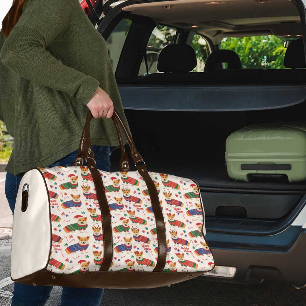 Wales Corgi Christmas Travel Bag Nadolig Llawen Welsh Dog Seamless Vibes - Wonder Print Shop