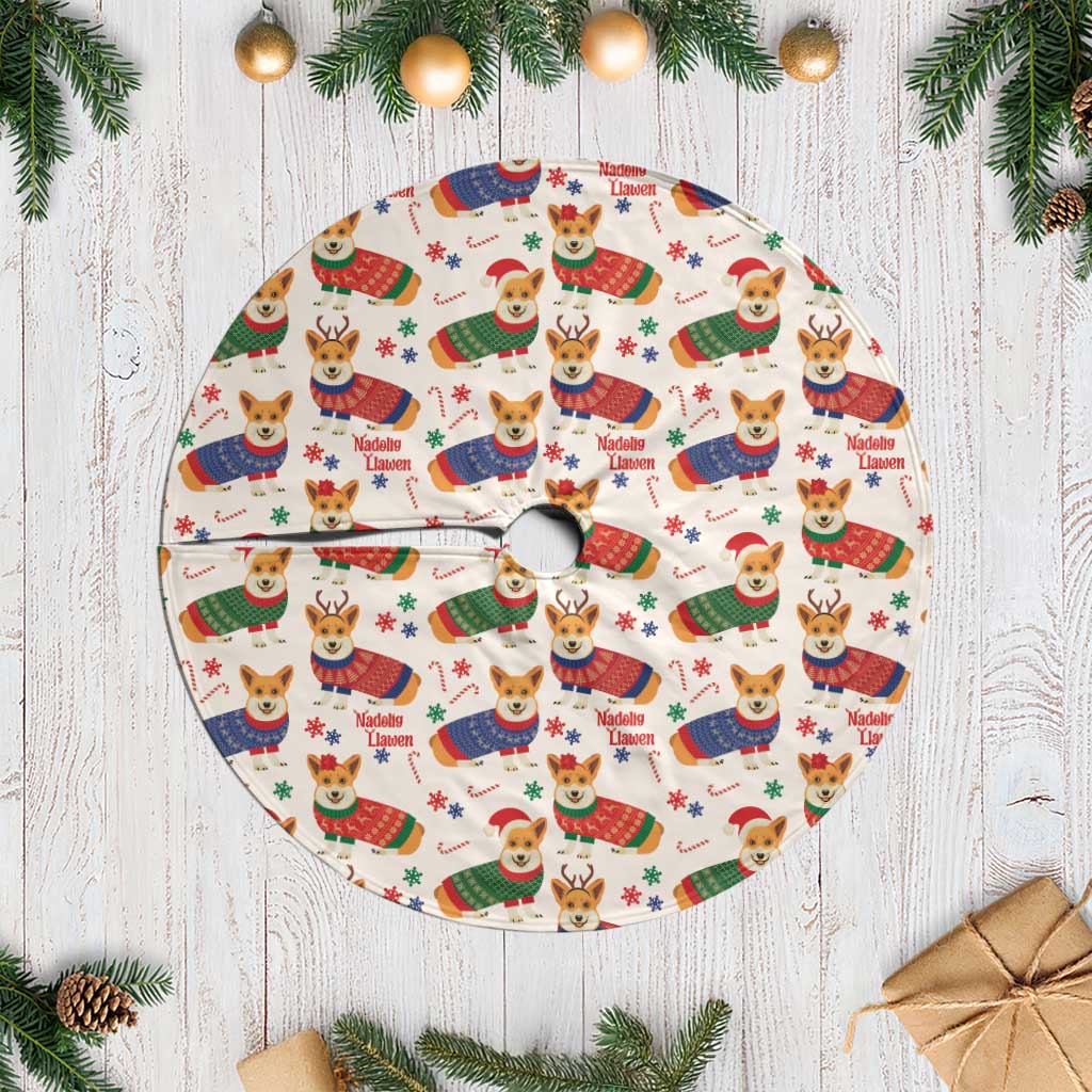 Wales Corgi Christmas Tree Skirt Nadolig Llawen Welsh Dog Seamless Vibes - Wonder Print Shop