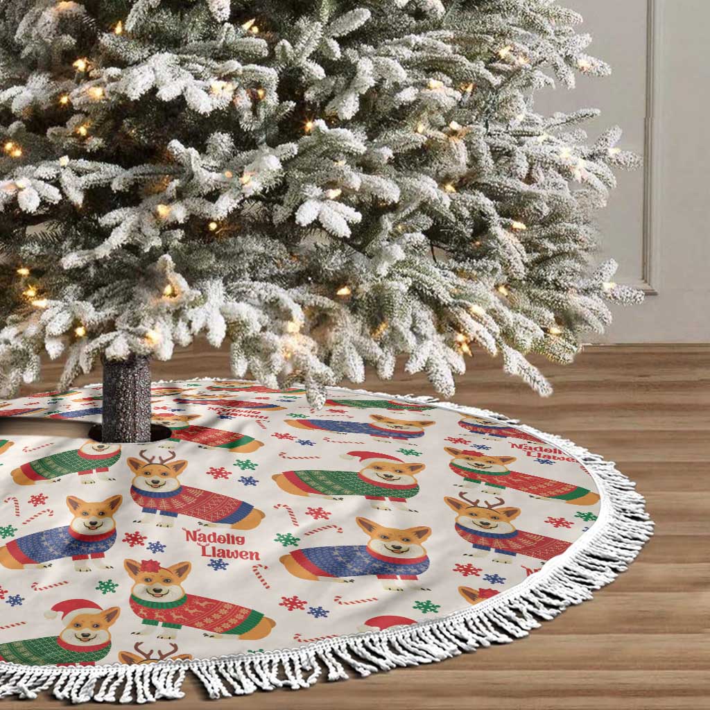 Wales Corgi Christmas Tree Skirt Nadolig Llawen Welsh Dog Seamless Vibes - Wonder Print Shop