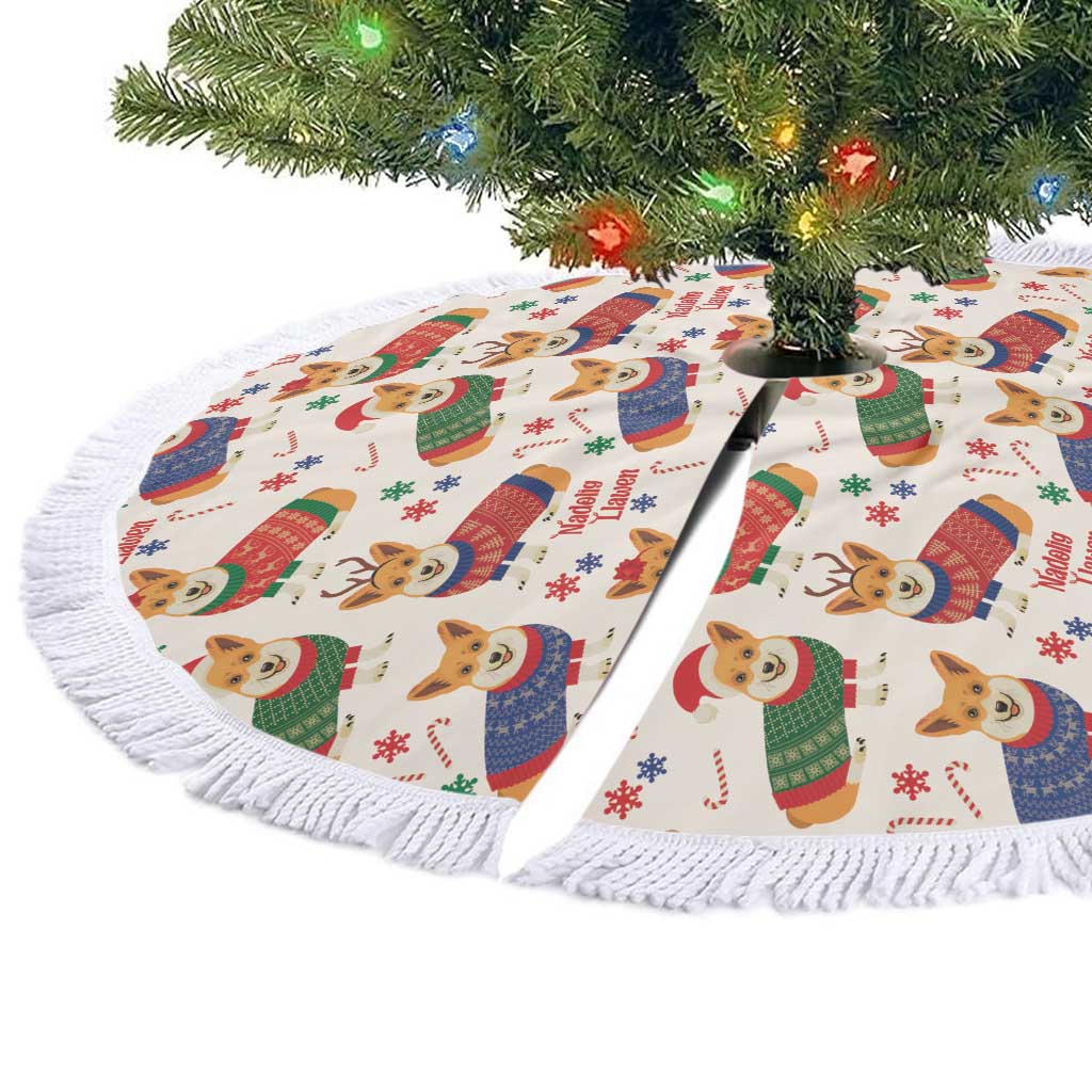 Wales Corgi Christmas Tree Skirt Nadolig Llawen Welsh Dog Seamless Vibes - Wonder Print Shop