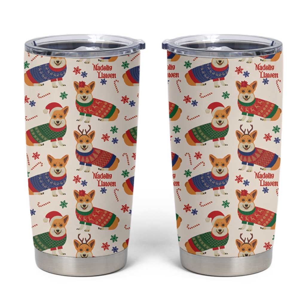 Wales Corgi Christmas Tumbler Cup Nadolig Llawen Welsh Dog Seamless Vibes - Wonder Print Shop
