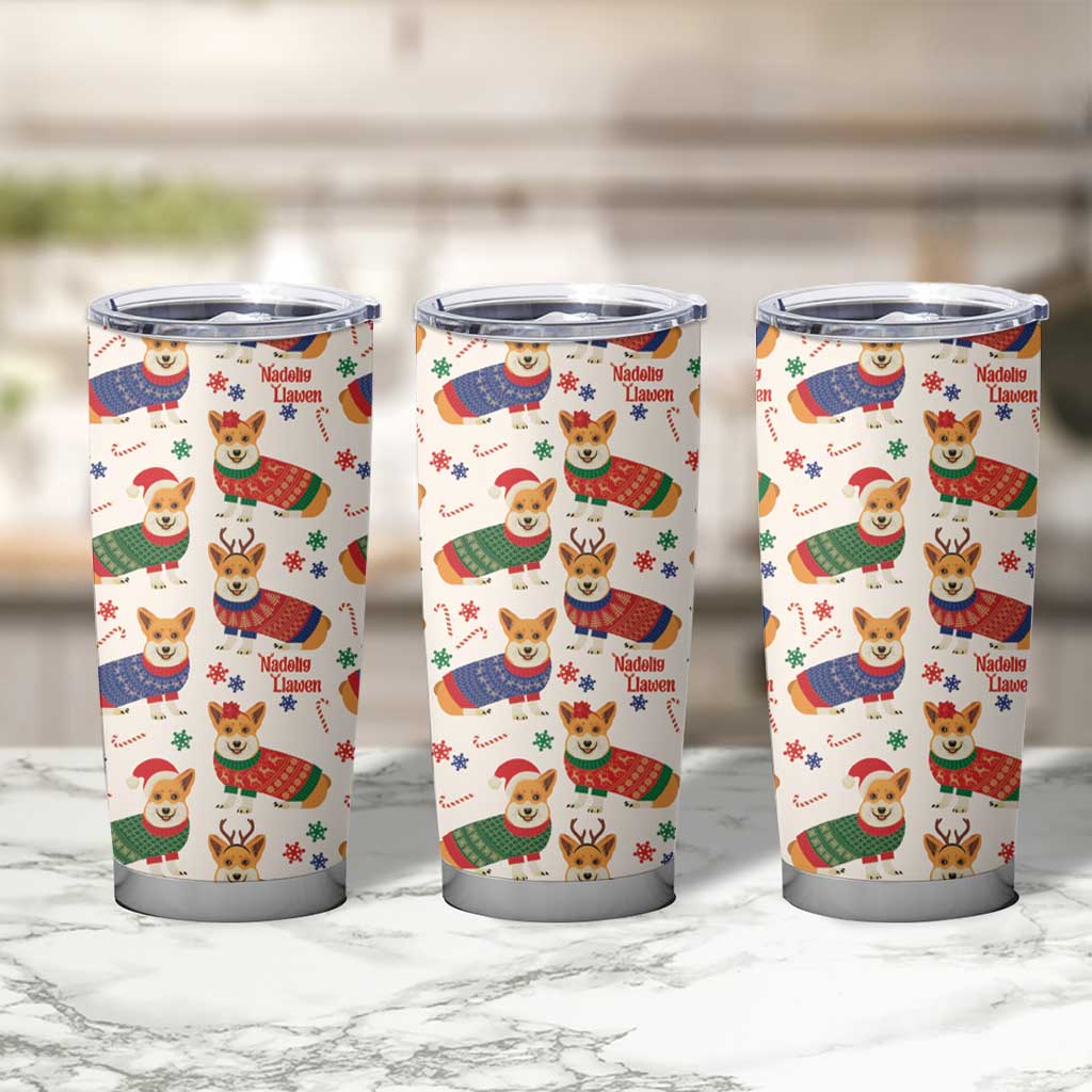Wales Corgi Christmas Tumbler Cup Nadolig Llawen Welsh Dog Seamless Vibes - Wonder Print Shop