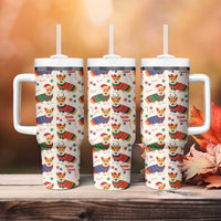 Wales Corgi Christmas Tumbler With Handle Nadolig Llawen Welsh Dog Seamless Vibes - Wonder Print Shop